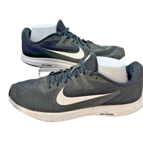 Nike Downshifter 9 Shoes Men's 12 Black White Swoosh Anthracite Trainers Sport - Picture 1 of 7